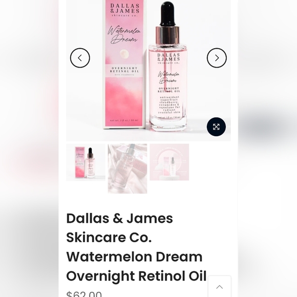 5/75$ Dallas & James Skincare Co. Watermelon Dream Overnight Retinol Oil - Picture 9 of 13